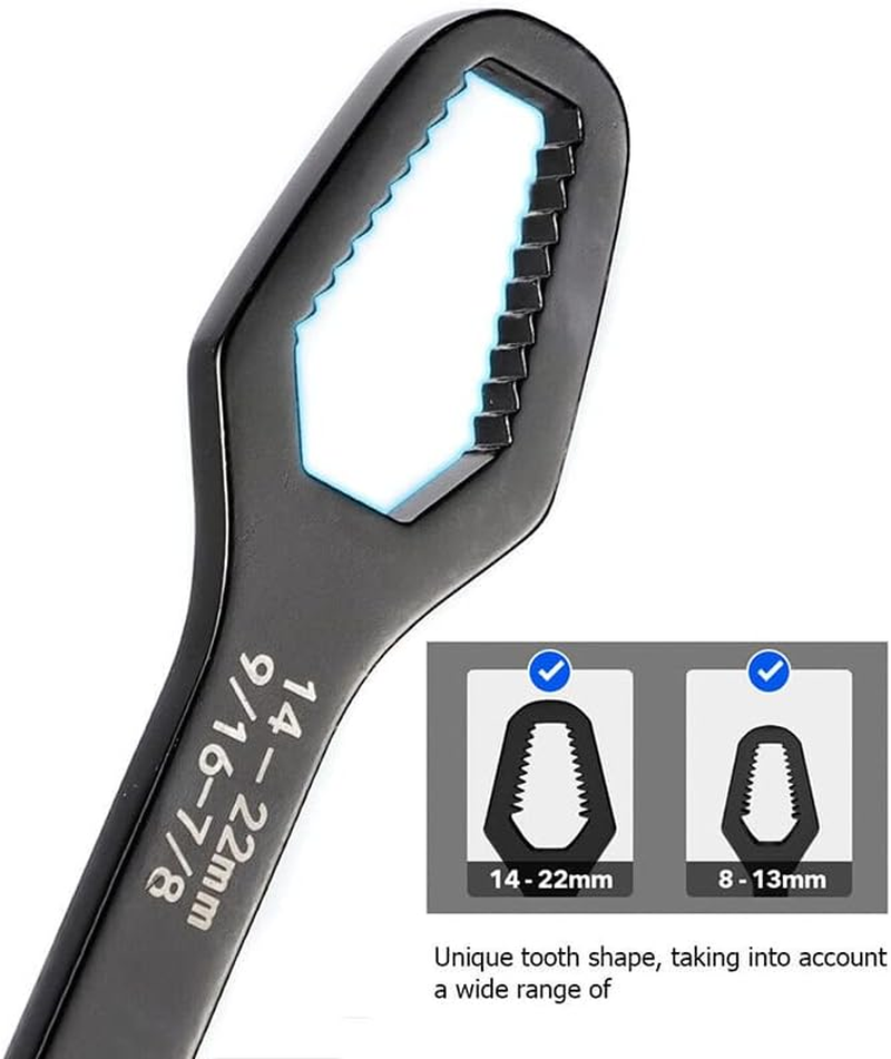 AIMALL Universal Plum Screw Nuts Wrench Self-Tightening Lazy Wrench Adjustable Wrench 8-22Mm(5/16&rdquo;-7/8&rdquo;) Double Head Ratchet Spanner Repair Tools for Car Bicycle Car image number 4