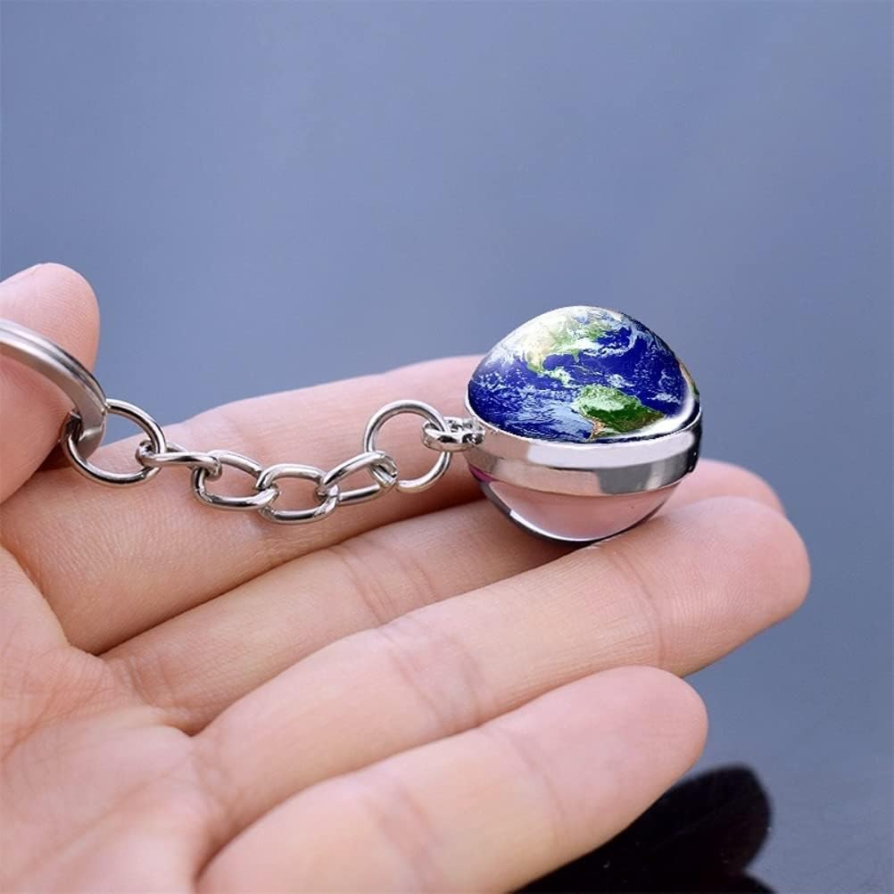 Itonash Key Ring with Eight Planet Glass Balls, Lightweight Car Key Accessories for Women, Solar System Planet Key Ring, Easy to Carry, Suitable for Everyone (E) image number 4