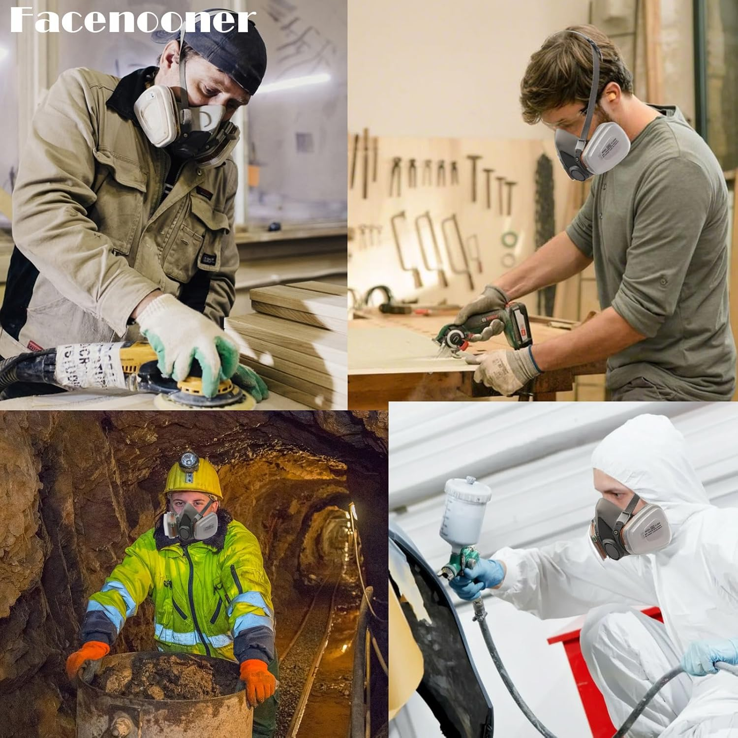 Respirator Mask,Safety Dust Face Cover,Dust Face Cover Paint Face Cover,Gas Mask with Filter,For Paint,Dust and Formaldehyde,Soft Silicone Face Seal, Light Weight,Good View image number 2