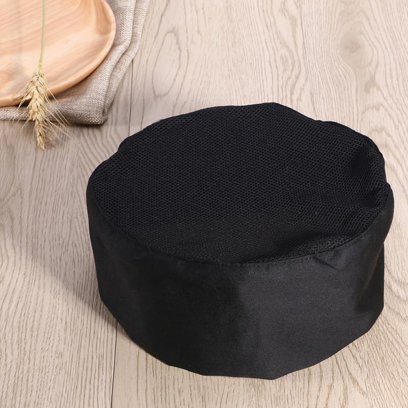 Cabilock 2Pcs Chef Hat Mens Work Hat Work Tie Breathable Chef Mens Hats Chefs Hat Hair Net for Men Hat for Women Headwear for Women Mesh Cotton Cloth Men and Women Flat Cap Aldult Black