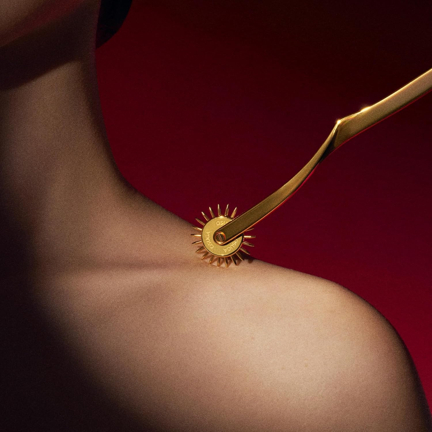 OSUGA Golden Erotic BDSM Toys Foreplay Pinwheel Sex Roller Nipple Breast Spikes Fetish Tongue Stimulator Sex Tools Sensory Play 22 Pins Flirting Stimulation Roller Portable Couple Sex Toys image number 1