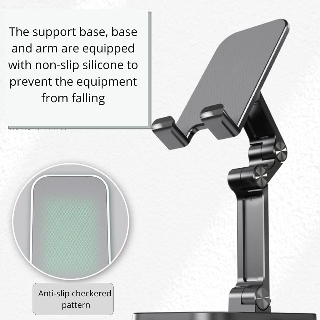 Vortex ZMZJ01 Adjustable Height Foldable Portable Mobile Phone Stand, ABS Compatible with Iphone, Samsung Google Pixel (4.7-13 Inches) Mobile Phones and Tablets, Black image number 6