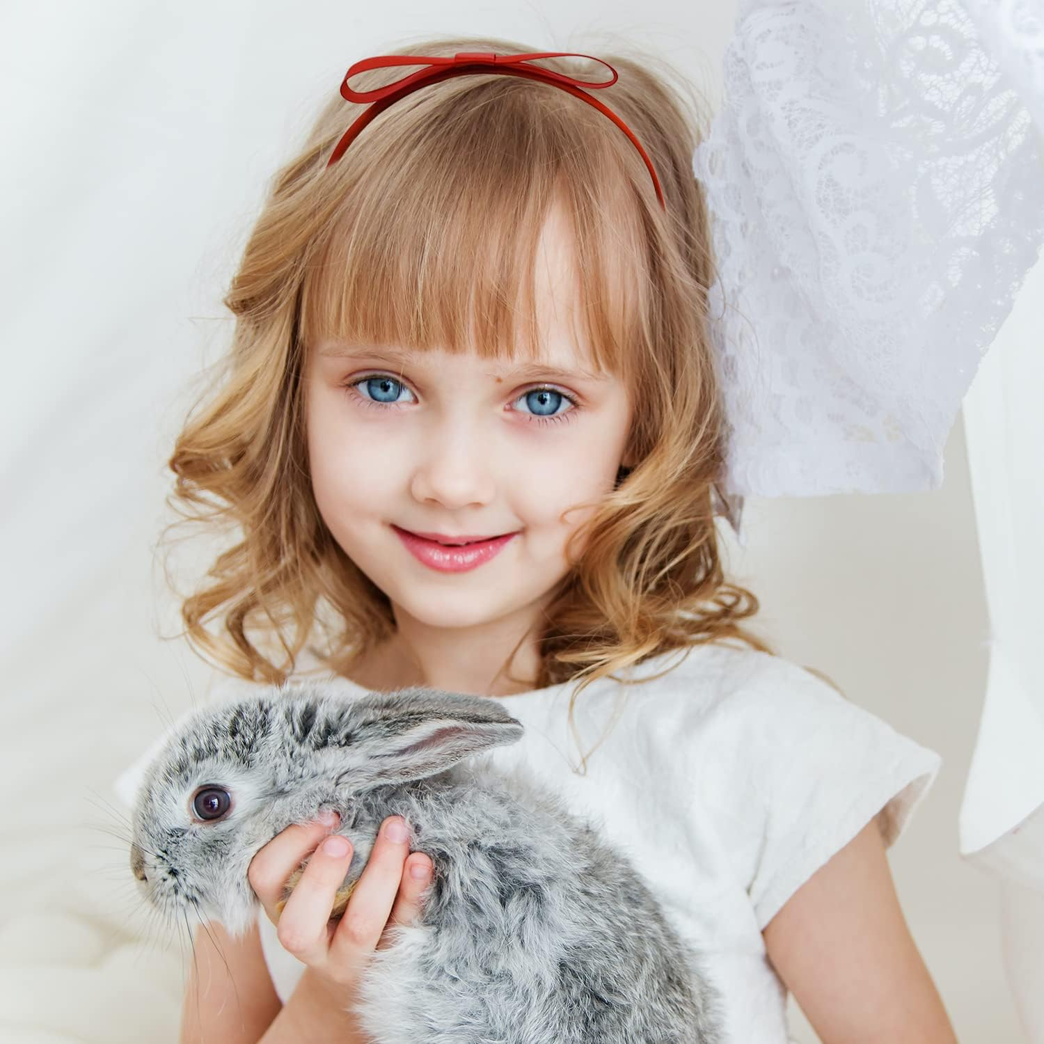 ALLY-MAGIC Red Bow Headbands, Bowknot Hairband Christmas Headbands, Vintage Hairbands Knot Headdress for Women Girls, Alice Headband Hair Accessories for Chirtsmas Child Gifts Y9XHDJFG image number 2