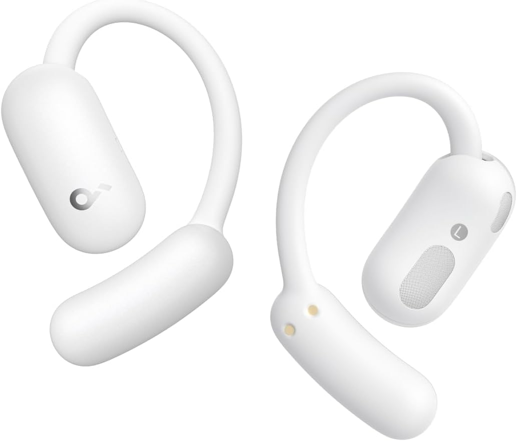 Soundcore Anker Aerofit 2 Open Ear Headphones with Adjustable Ear Strap Fixed Holding Deep Bass Hi-Res Wireless Sound 42 Hours Playtime Bluetooth 5.4 Wireless Charging IP55 Clear with KI