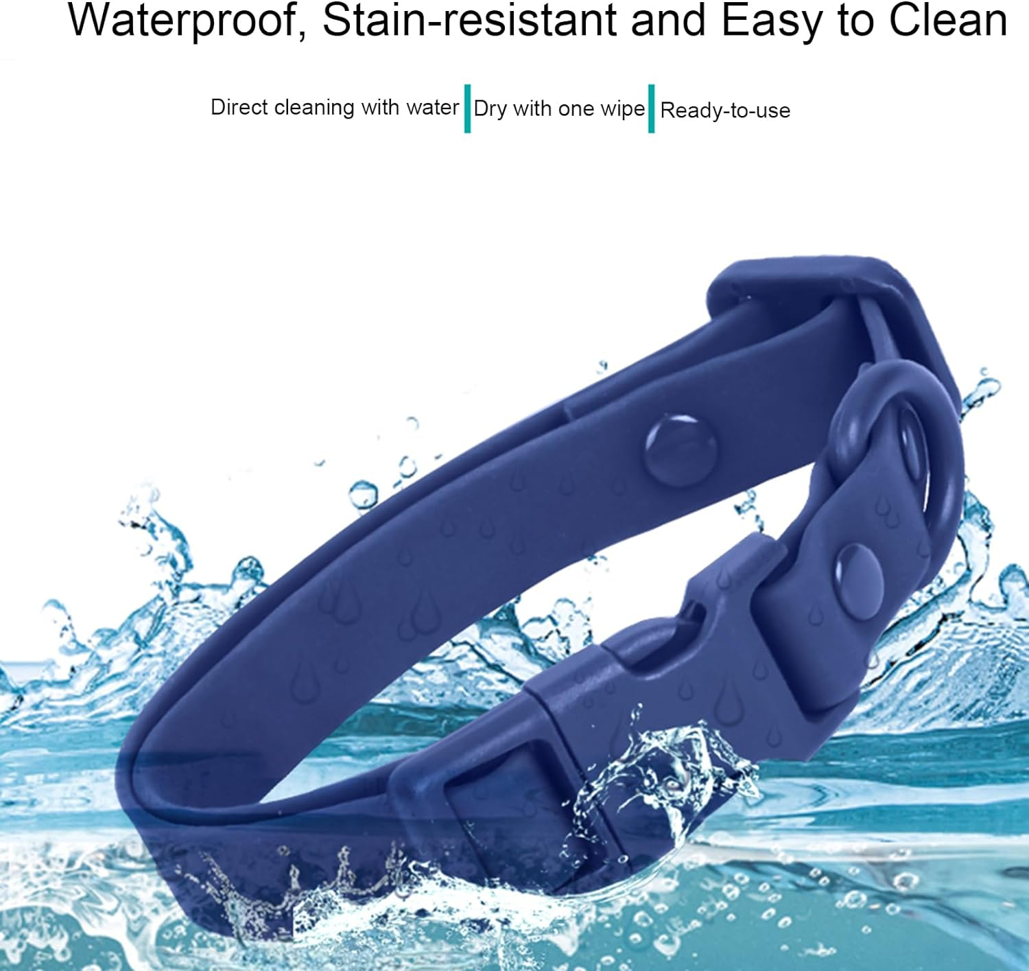 Waterproof Dog Collar Soft Rubber Dog Collar with Safety Buckle Adjustable Pet Collars for Small Medium Large Dogs image number 4