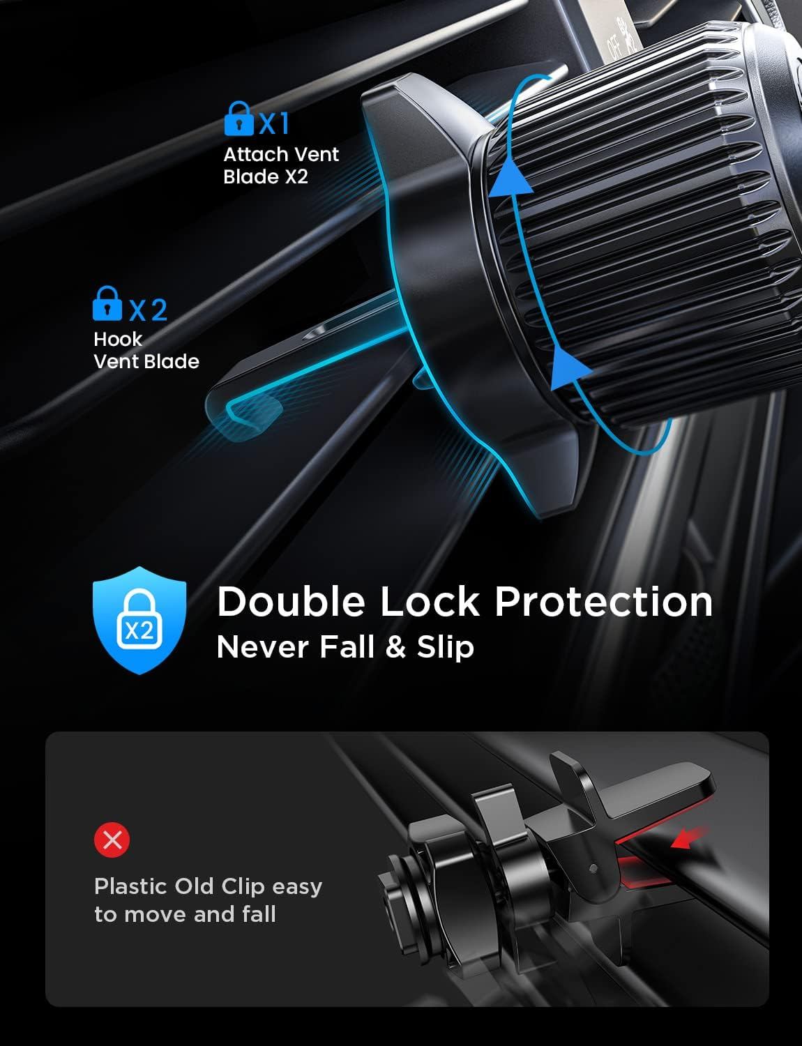 LISEN Car Phone Holder [2024 Upgrade] Air Vent Phone Holder for Cars [Never Slip & Fall] Super Stable Car Phone Mount Compatible with All Phones, Iphone 15 Pro Max plus 14 13 12 Series, Samsung S24 23 image number 5