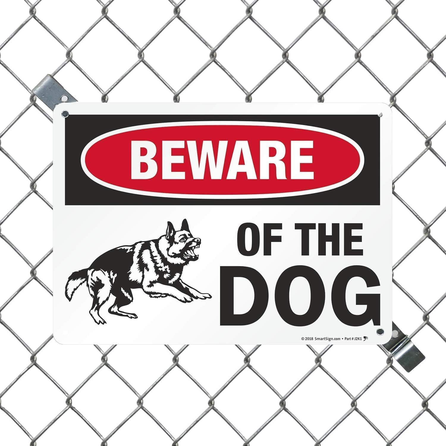 Dog Warning Sign, Beware of the Dog Warning Sign, Reflective, for Fence/Wall Use, Made of Tin, 8 X 12 Inches