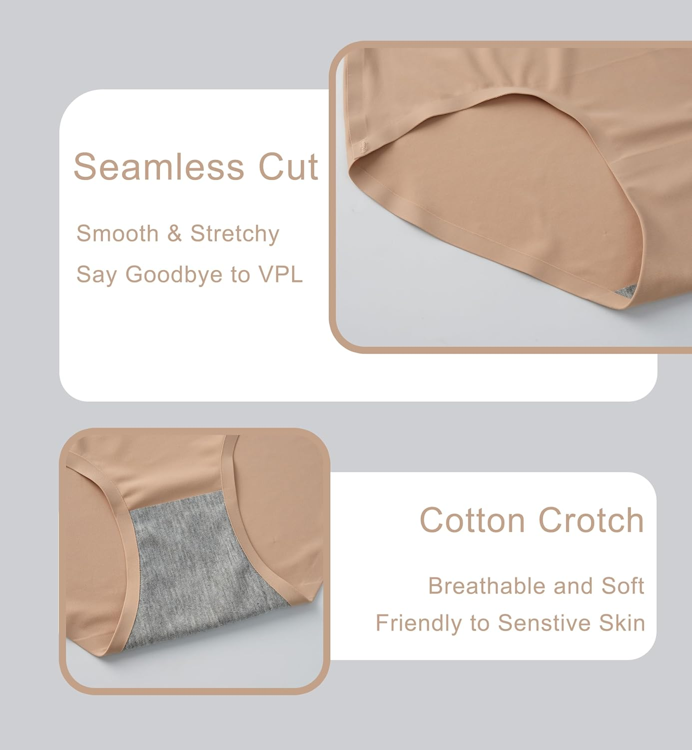 Seamless High Waist Underwear for Women No Show Panties Invisible Briefs Full Coverage Womens Underwear Pack image number 6