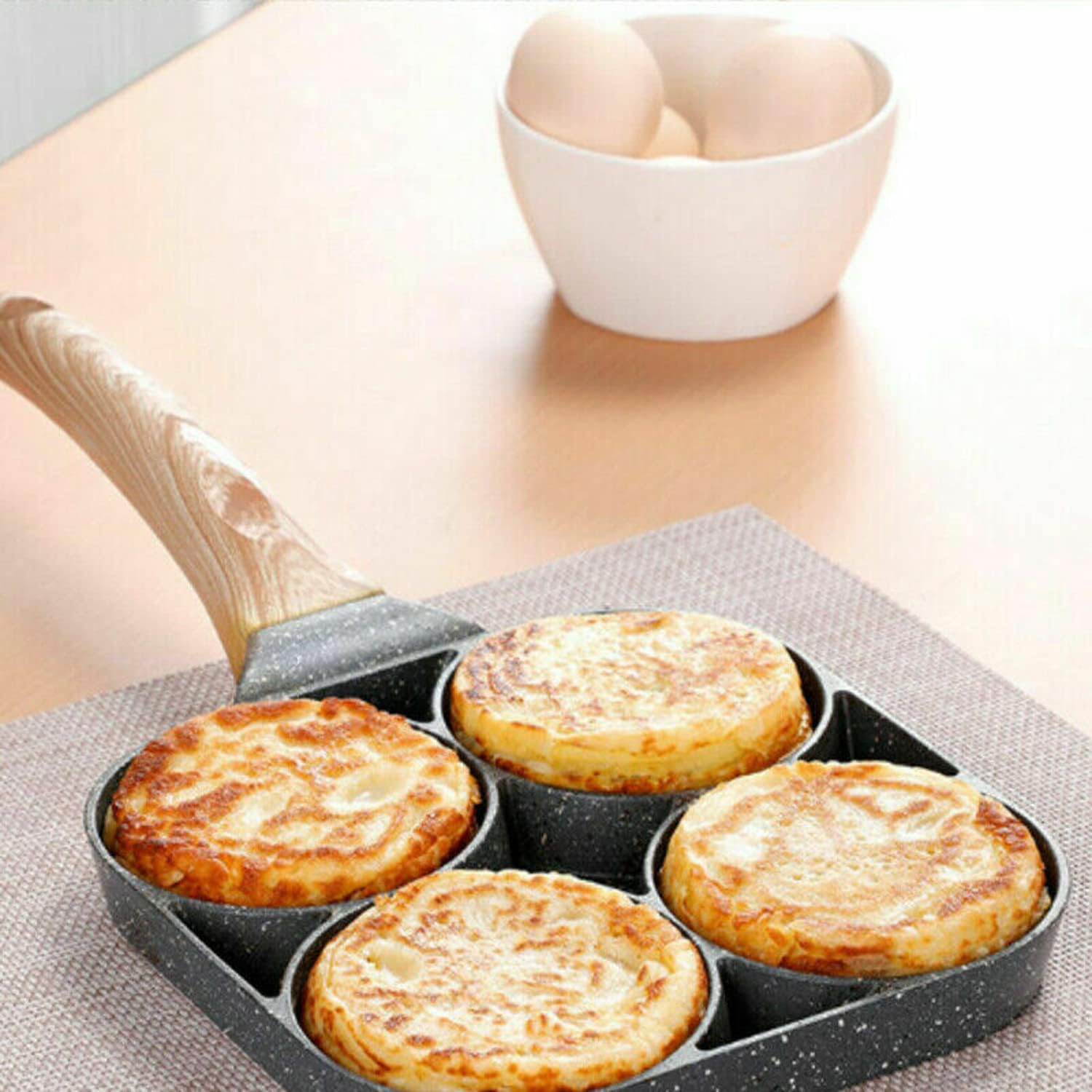 4 Cup Fried Egg Pancake Burger Pan Non Stick Breakfast Egg Pan Cookwares Compatible with All Heat Sources image number 5