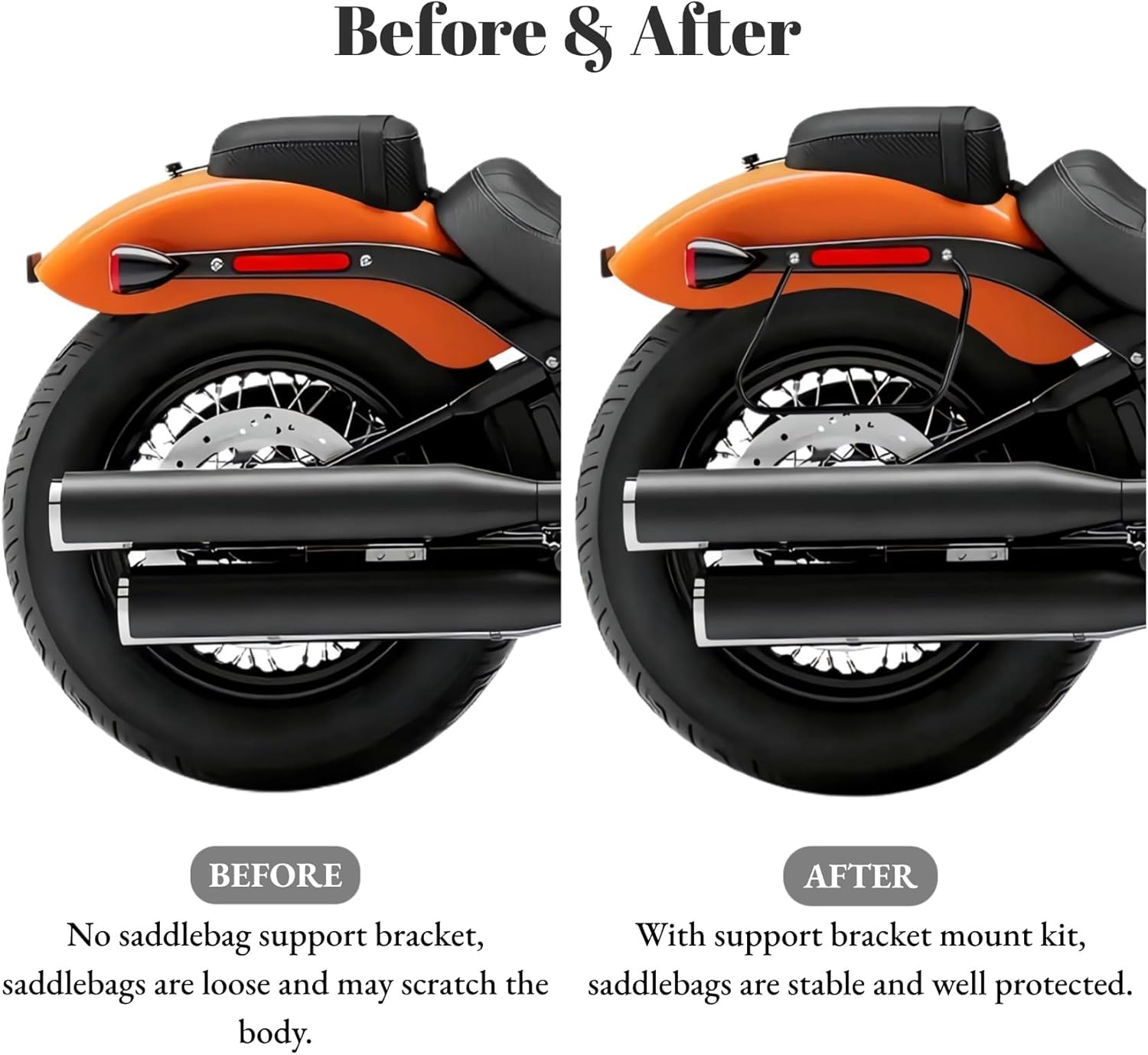 Black Saddlebag Supports Bracket Mount Kit Fit for Harley Softail Standard 2020-2025 /Slim 2018-2021 /Street Bob 2018-2025 image number 1