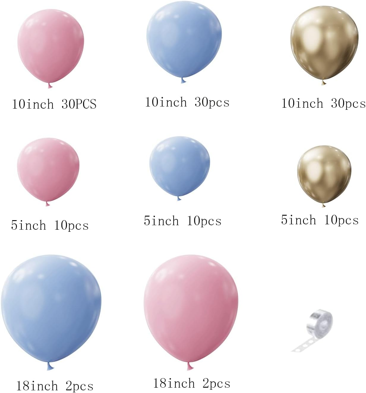 DIY 120PCS Gender Reveal Balloon Garland Kits Chrome Metallic Latex Balloons 12Inch Pearl Balloons for Birthday Party Celebration Wedding Gender Reveal He or She Boy or Girl (Pink Blue Gold) - Blue,Green,Silver image number 5