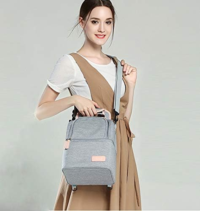 Mengshen Waterproof Breast Milk Baby Bottle Cooler Bag Rucksack - Portable Thermal Insulated Lunch Box/Large Capacity Handbag/Baby Milk Bag Freezer/For Work Mommy Women Men - Black image number 4