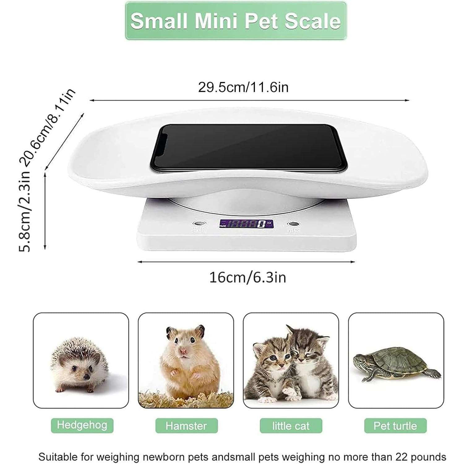 Digital Pet Scale - Backlit Pet Small Animal Weight Scale LCD - Home and Pet Shelter Accurate Measurement Weight Scale for Hedgehog, Hamster image number 3
