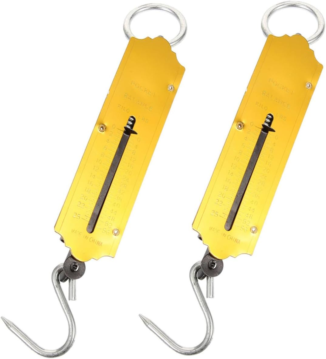 Mipcase 2Pcs Portable Mechanical Hanging Hook Scales 25Kg Vintage Vertical Spring Fish and Luggage Weighing Scale Large Handle for Outdoor Fishing and Travel image number 5
