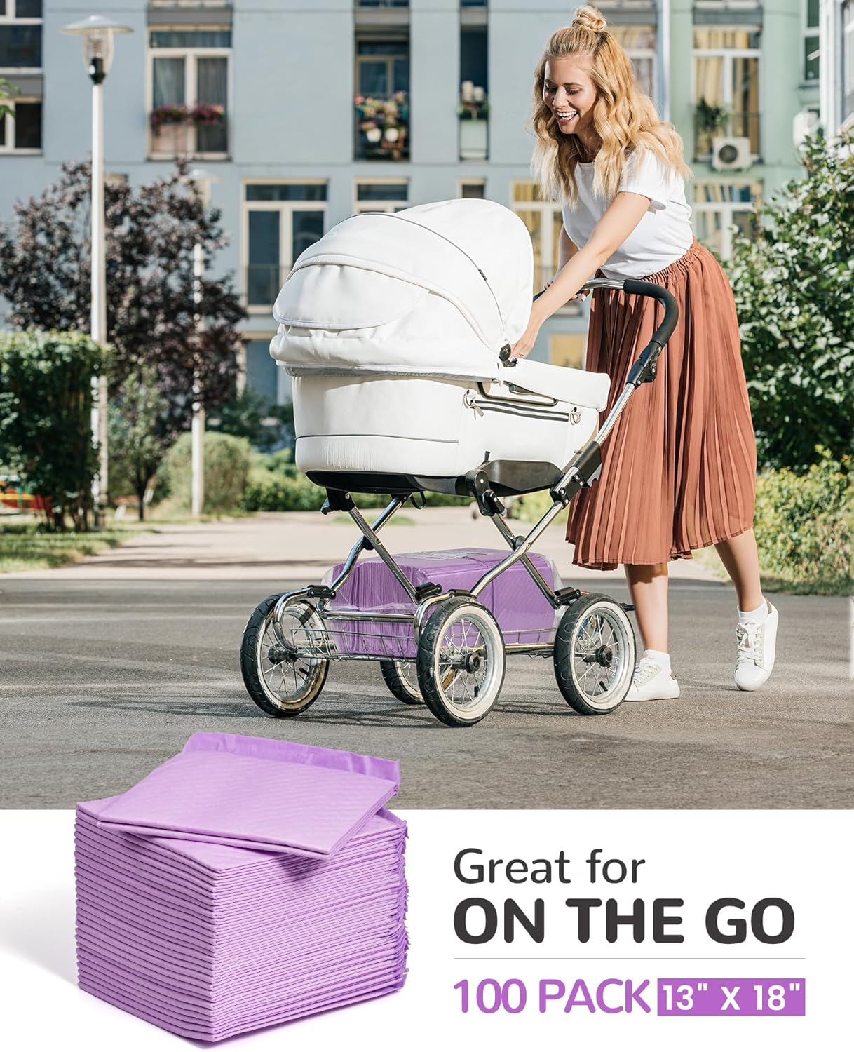 Baby Disposable Changing Pads 100 Pack Ultra Soft Waterproof Diaper Changing Liners 13 X 18 In image number 4