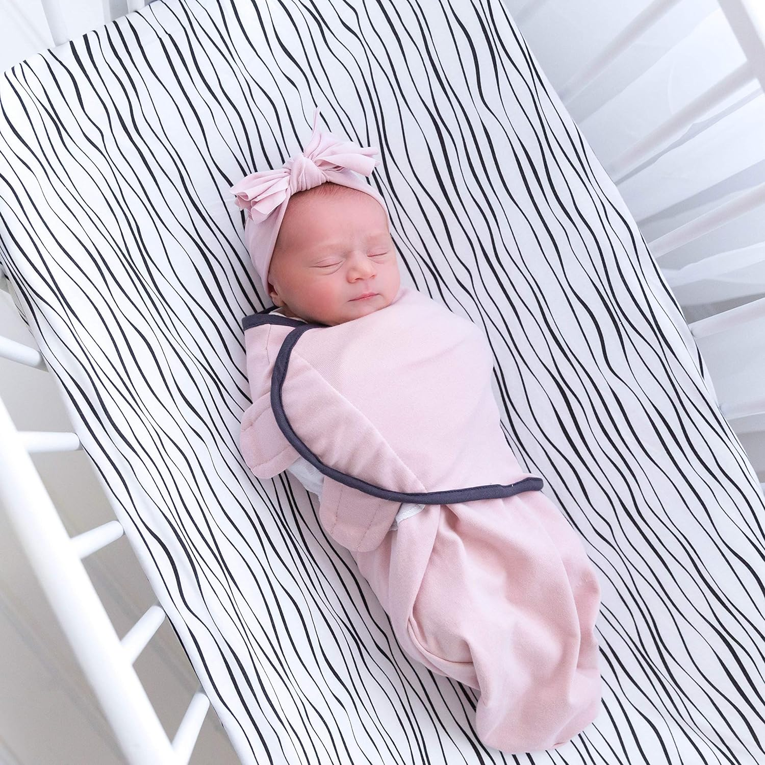 Ely'S & Co. Adjustable Swaddle Blanket Infant Baby Wrap Set 3 Pack 0-3 Monthsfor Baby Girl Black and Blush Pink Combo By image number 4