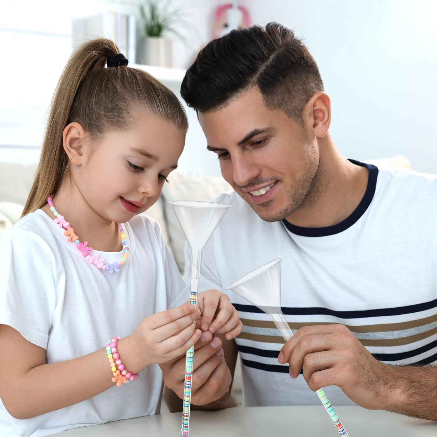 GEEHUA 2 Pack Clay Beads Bracelet Making Kit, Beading Funnel Tools for Jewelry Clay Bead Bracelets Necklace Making with Funnel Tube, Thread Pin, Wire, Clip, Spoon, Plug, Measuring Ruler