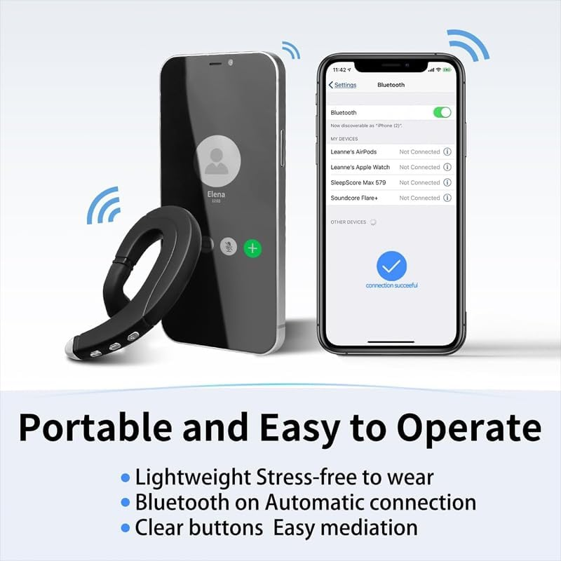 AIMALL Bone Conduction Earphone Painless Wearing Headset Wireless Bluetooth Headphones Headset Sport Waterproof Lightweight Earpiece for Business/Office/Sports, Sport Headset V5.0 image number 4