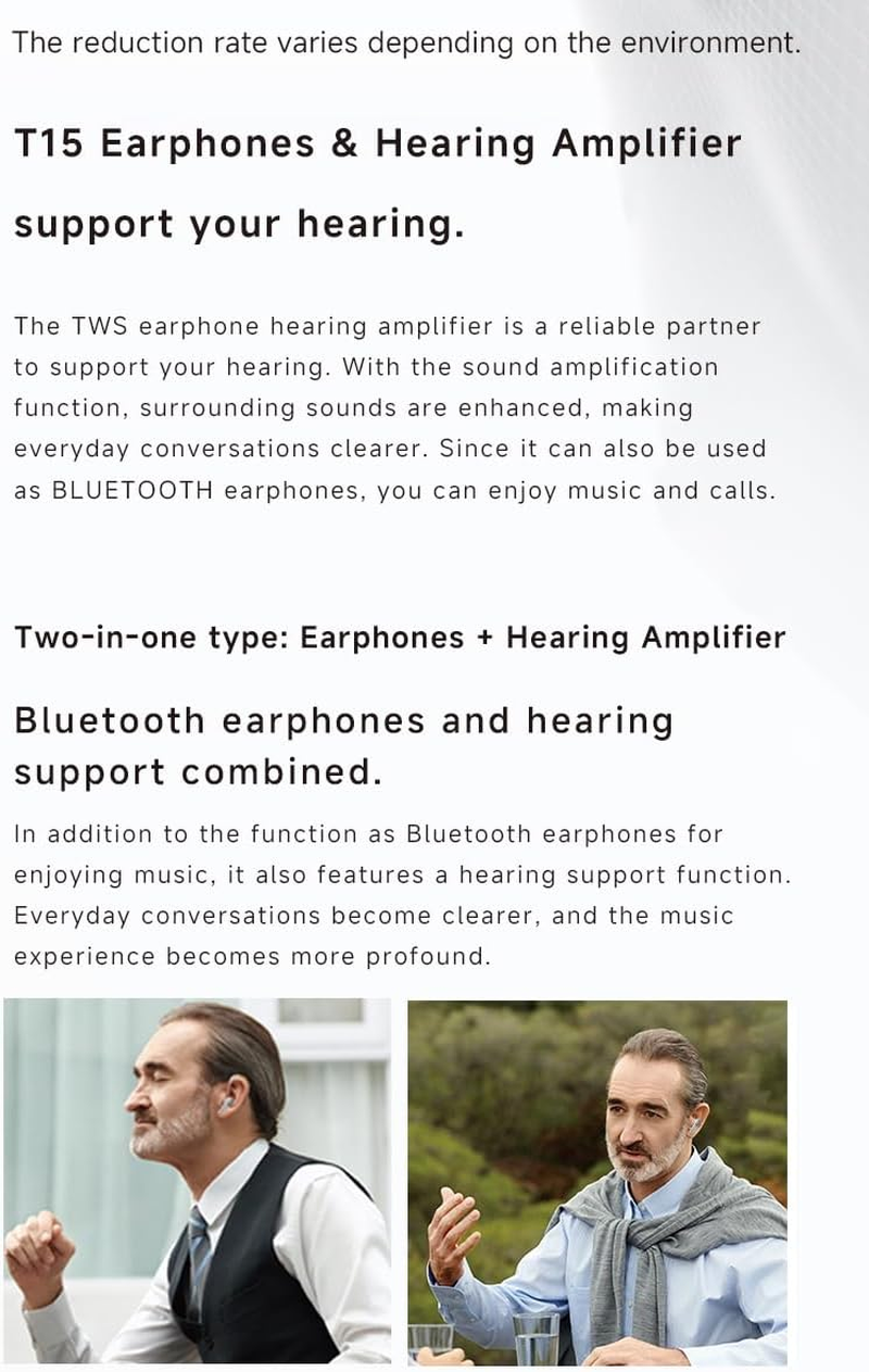 Slub Wireless Headphones Bluetooth 5.4 In-Ear Design, Auto Pairing, ANC+ENC Noise Cancelling, Hifi Sound Quality Parents and Elderly Relatives. (Black) image number 5