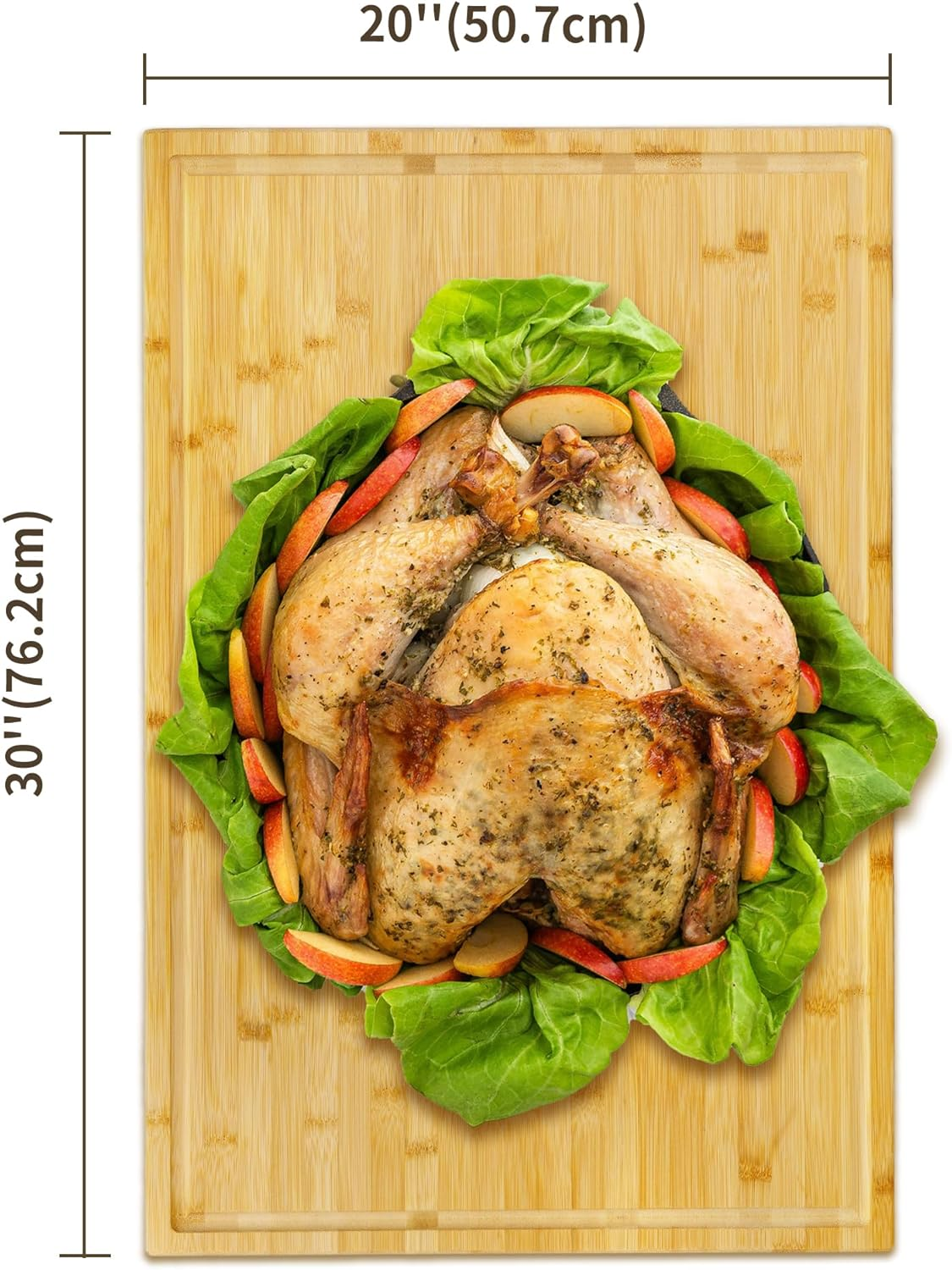 Utoplike Extra Large Wooden Chopping Board 30 X 20, XXXL Bamboo Cutting Board with Juice Groove, Handle, Big Butcher Block for Kitchen (76.2 X 50.7 Cm) image number 1