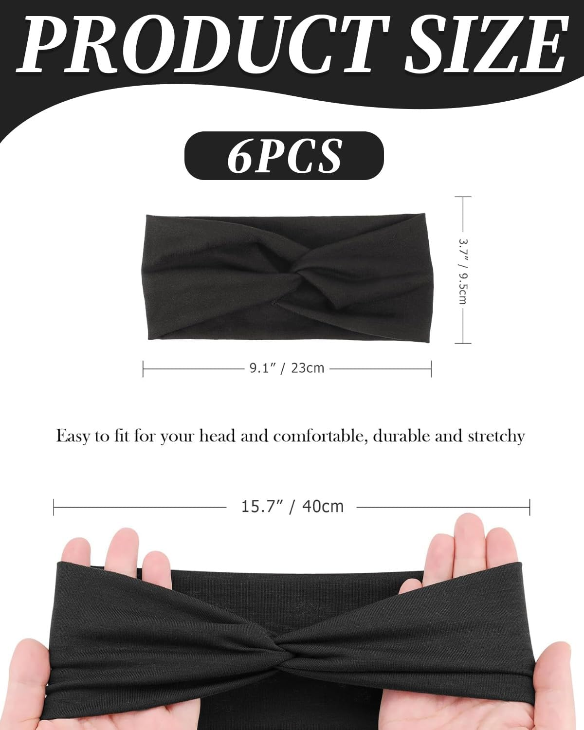 WUNZILO Pack of 6 Women'S Headband Summer Elastic Headbands Sports Headwrap Headband with Bow Soft Twisted Headband Women Children Girls 6 Colours image number 2