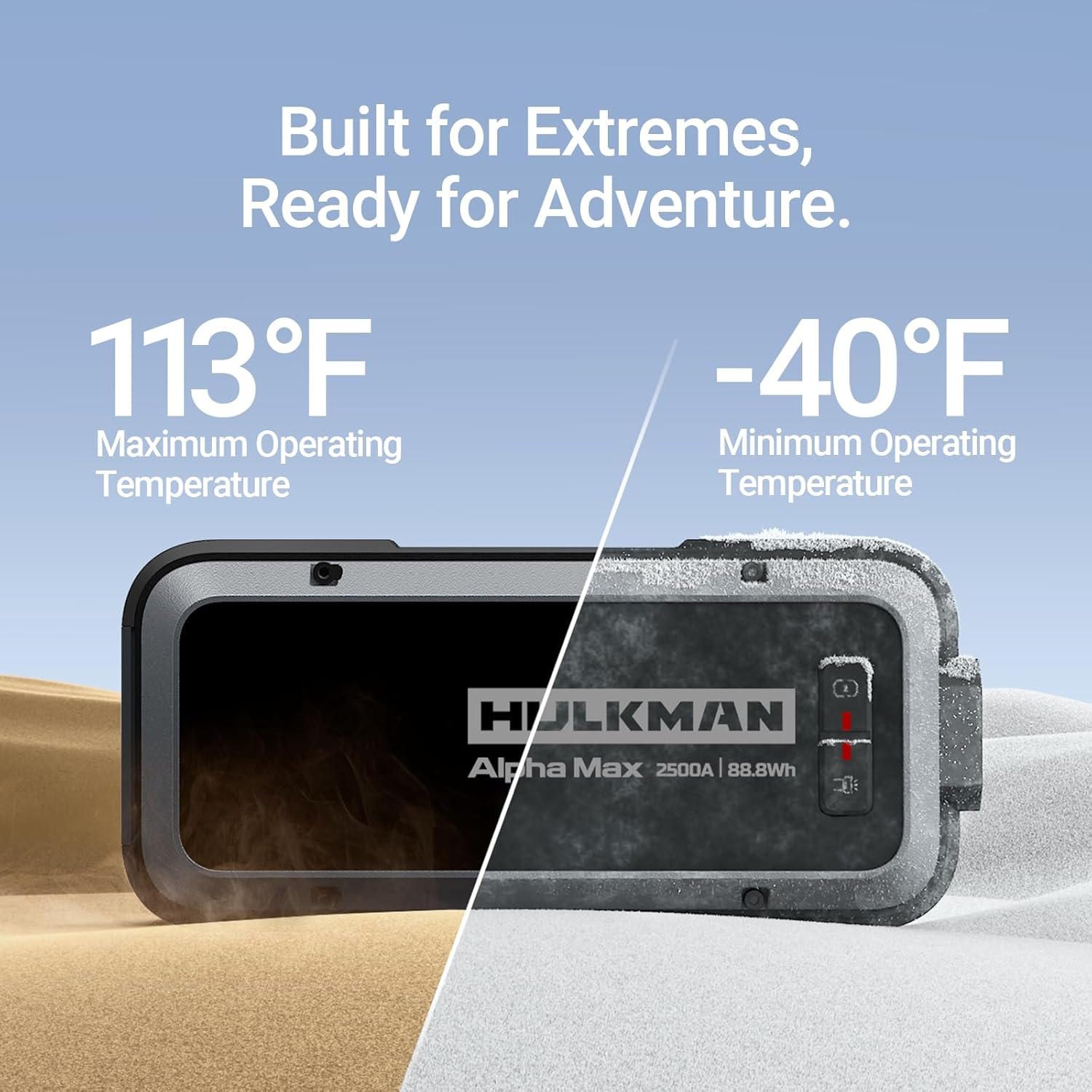 Hulkman Alpha Max Space Gray, 2500A 88.8Wh Car Battery Jump Starter with -40℉ Pre-Heat Tech, 12V Portable Jump Box, 3.3" LED Display Jump Pack, Jumper Cables for up to 9.0L Gas and 6.5L Diese Engines image number 1