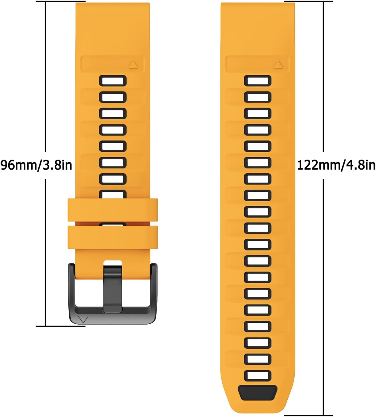 Haotop Sport Silicone Replacement Strap 22Mm Compatible for Garmin Fenix 8/Fenix 7/Fenix 6/Fenix 6 Pro/Fenix 5/Fenix 5 Plus/Forerunner 955/Forerunner 945/Forerunner 935/Approach S60 (Black/Orange) image number 3