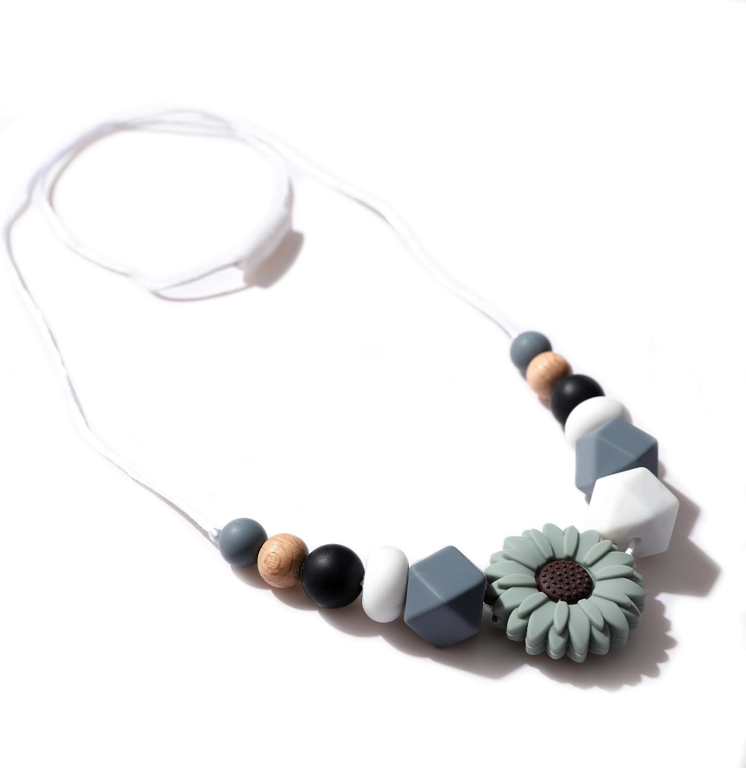 TERJIO Silicone Breastfeeding Necklace - Silicone Jewelry for New Mothers, Emotional Calming Nursing Newborn Sensory Fidget Necklace, Bohemian Daisy Decoration., 12.2In*3.9 In, Silicone, No Gemstone image number 2