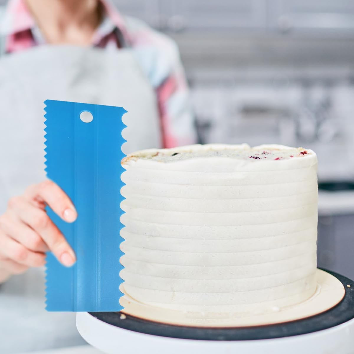 WELANE Cake Scraper, 4 PCS Double Side Cake Smoother Scraper for Mousse Butter Cream Cake Decoration (8 Kind)