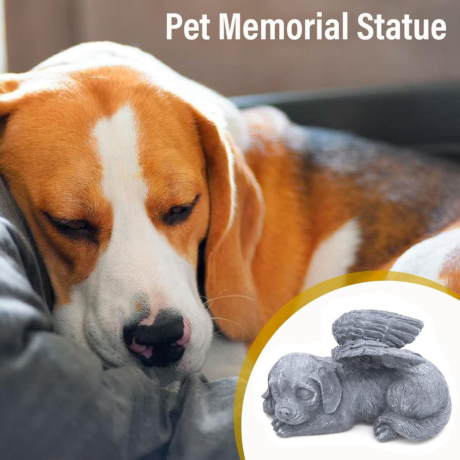 Lhybtm Dog Angel, Sleeping Dog, Sleeping Angel Dog, Grave Ornament for Resin, Angel Wings for Pets, Memorial Stone Heart, Resin Grave Ornament Statue for Home (11.5 X 5.5 X 6.3 Cm) image number 1