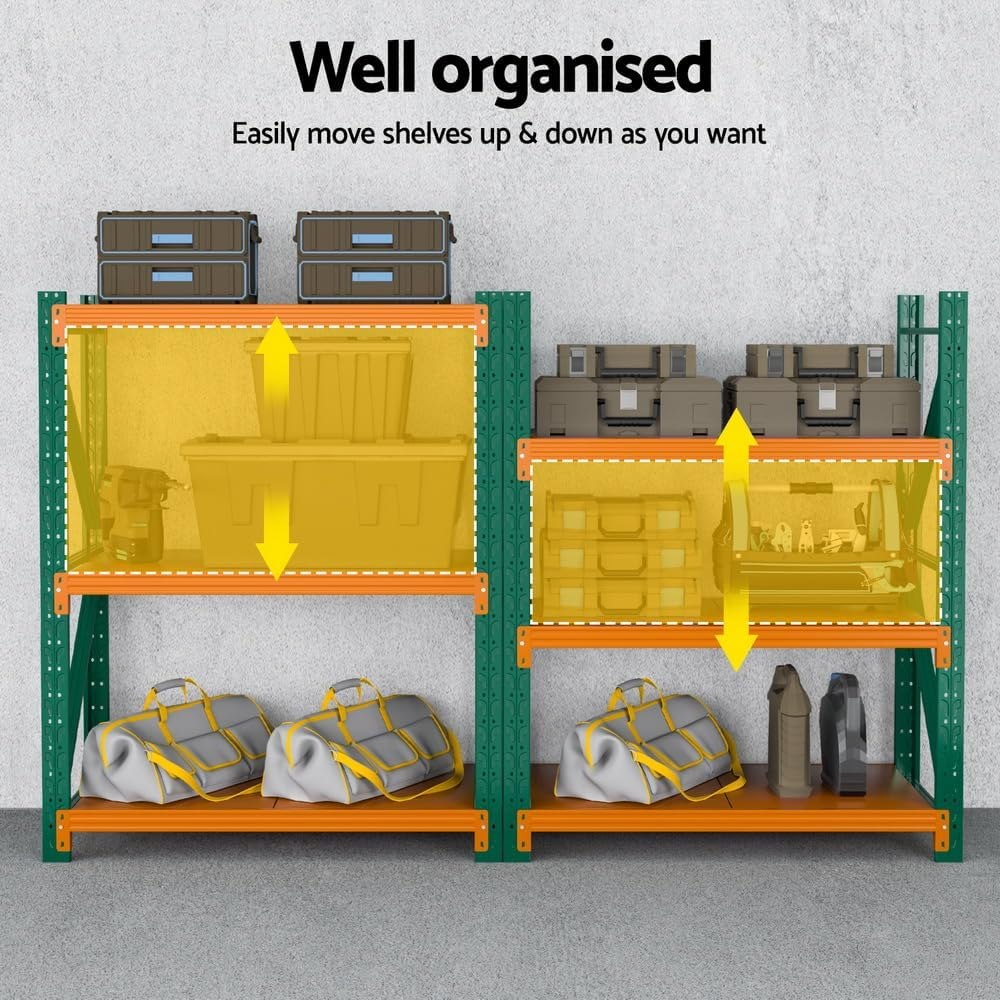 Giantz Storage Shelves 1.5M High Garage Shelving, Industrial Steel Warehouse Racking Storage Shelving Unit with Adjustable 200Kg Capacity Tiers image number 1