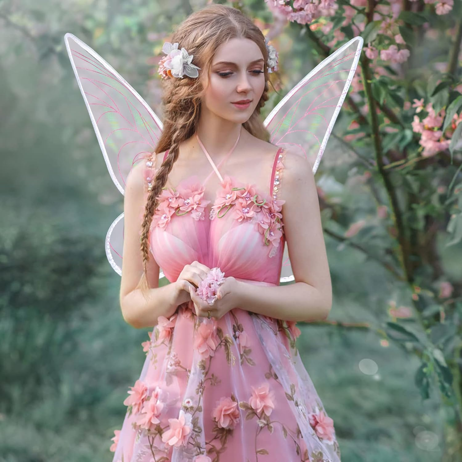 Poptrend Fairy Wings for Adults, Butterfly Wings for Girls Fairy Party Halloween Sparkle Angel Wings Dress up Favor image number 6
