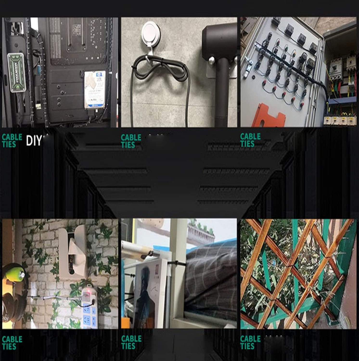 100Pcs Cable Zip Ties Heavy Duty 10 Inch, Premium Plastic Wire, Self-Locking Black Nylon Zip Ties for Indoor and Outdoor image number 3