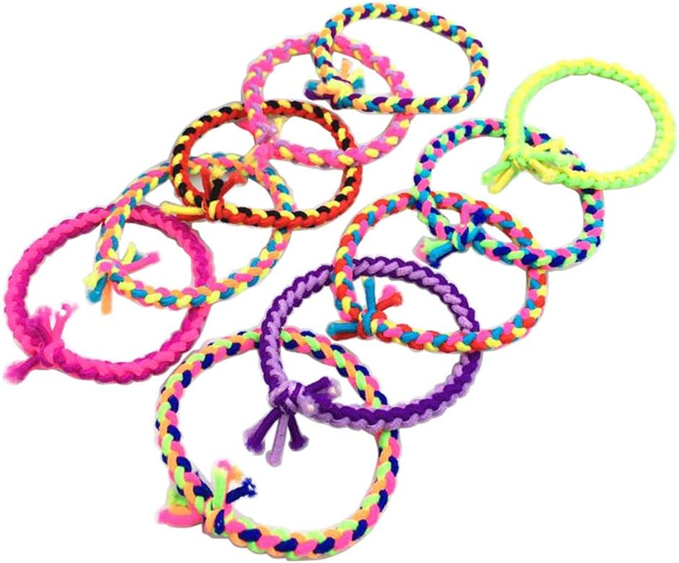 Pack of 50 Multicoloured Braided Elastic Hair Rings Hair Scrunchie Elastic Band Ponytail Holder Headband Headwear Hair Accessories Hair Accessories (Colour Random) image number 6
