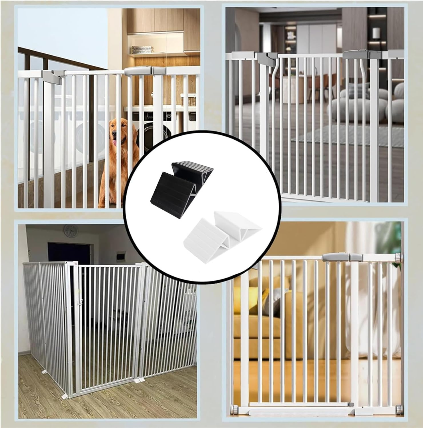 6 Pcs Support Feet for Pet Gate Isolation Fence Gate, Plastic Triangle Fence Reinforcement Fitting Free Standing Dog Gate Fence Panel for Configurable Wood Dog Gate Doggie Guardrail- (White) image number 4
