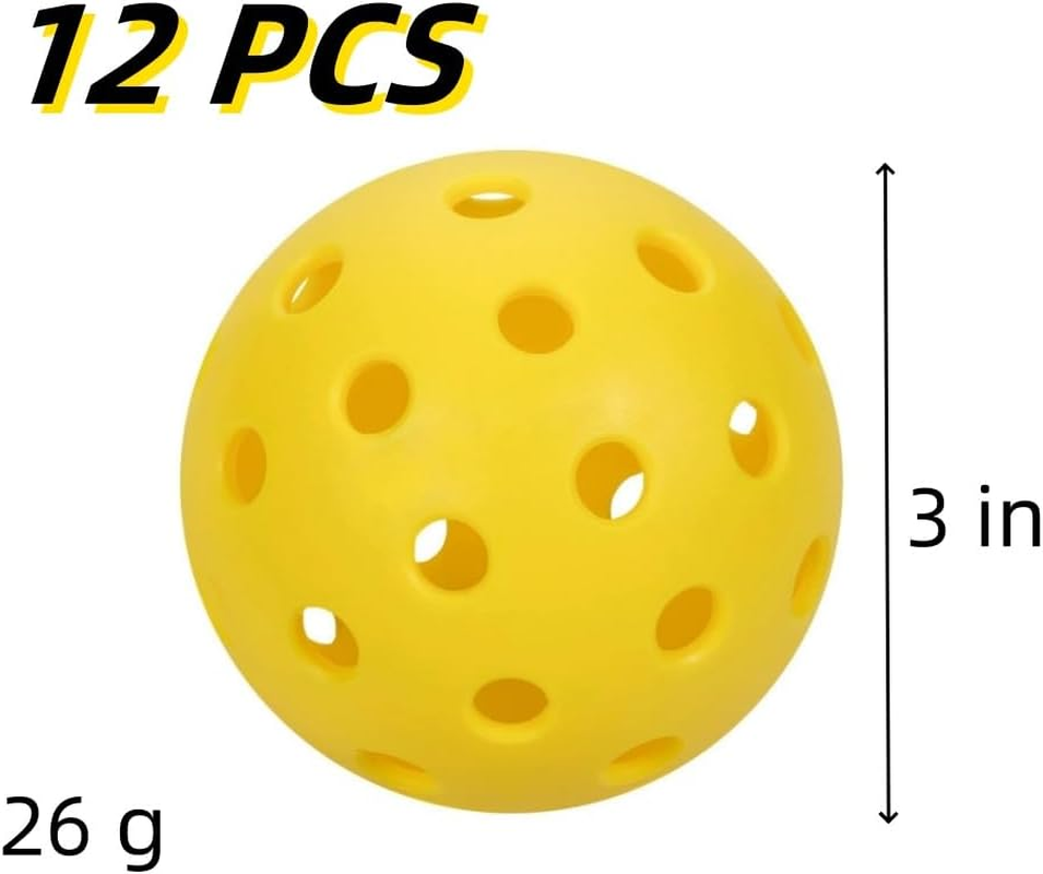 Pickleballs Balls,12 Packs Performance Outdoor Pickleballs,High Durability,40 Hole Hi-Vis Yellow for All Skill Levels image number 1