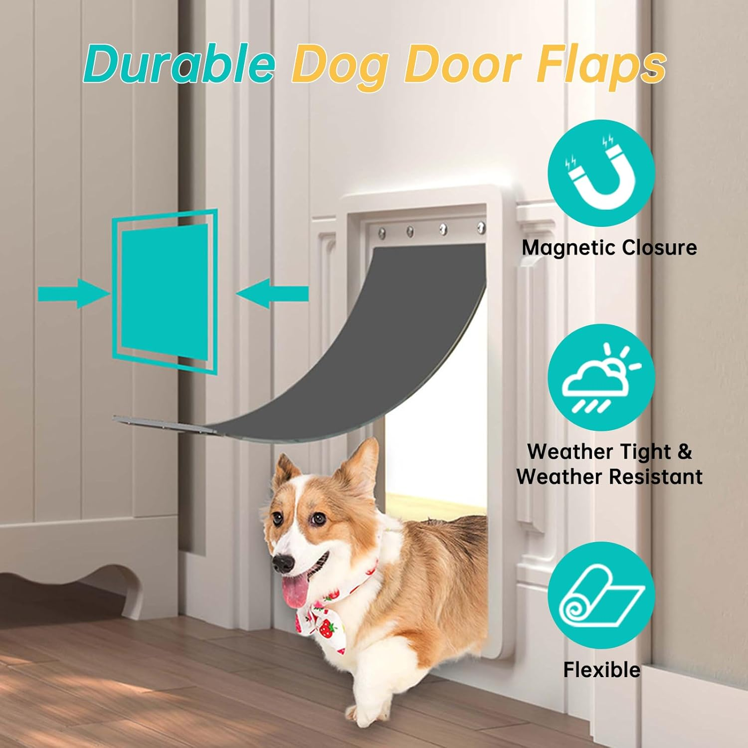 Medium Dog Door Replacement Flap &ndash; 12 7/8'' &times; 8 1/8'' &ndash; Heavy-Duty Weatherproof Vinyl &ndash; Universal Fit for Most Standard Pet Doors &ndash; No Warping, Easy Installation for Dogs & Cats image number 5