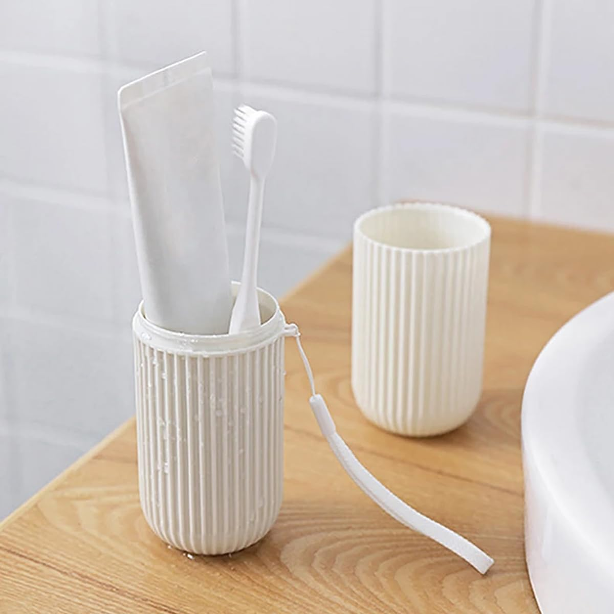 AIMALL Portable Travel Toothbrush and Toothpaste Holder - Compact Bathroom Storage Box Case, Durable Plastic - Grey image number 6