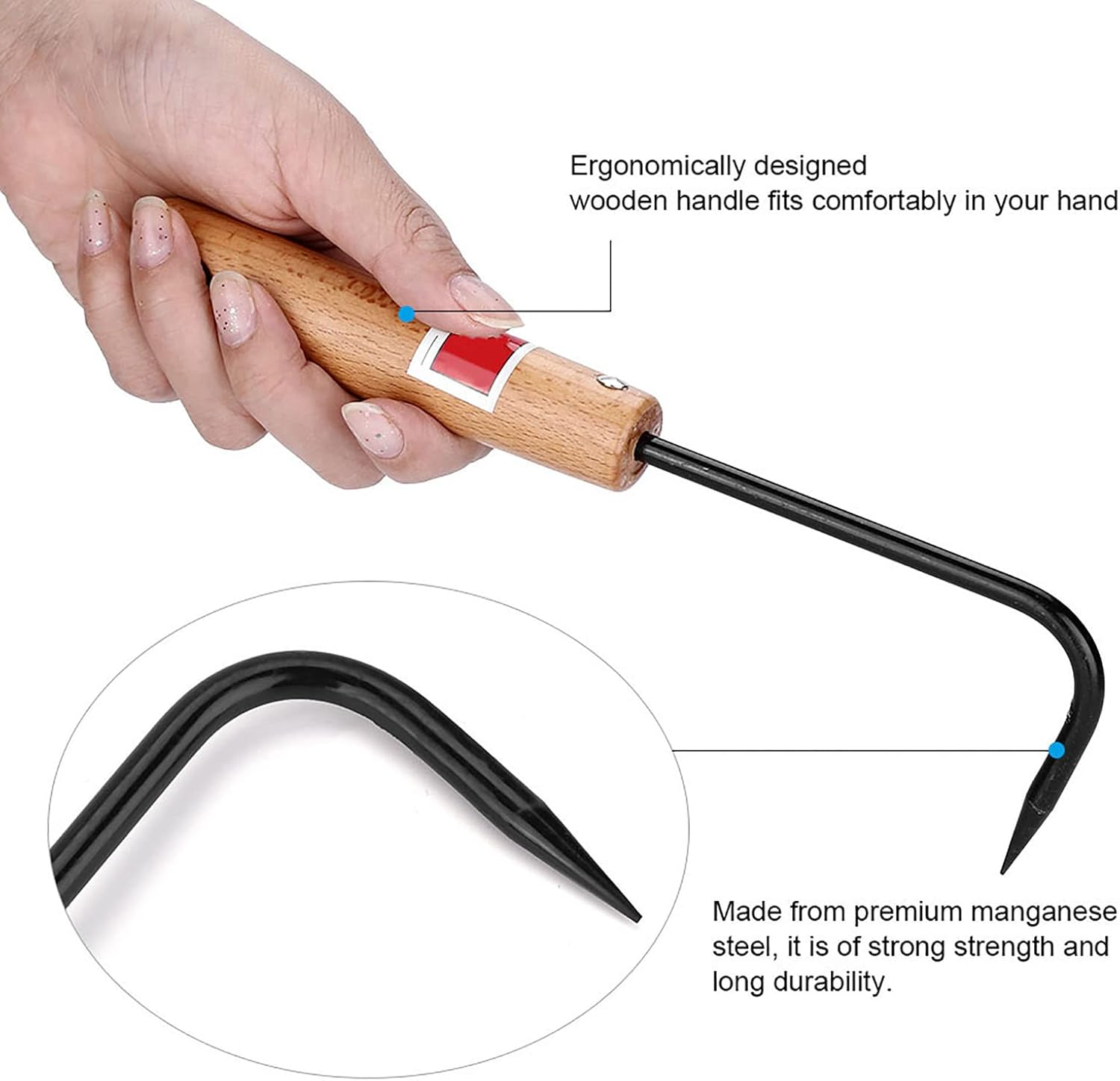 Bonsai Root Hook Bonsai Soil Hook Gardening Tool Effortless Root Loosening Premium Durability with Iron and Beech for Growth and Comfort image number 4