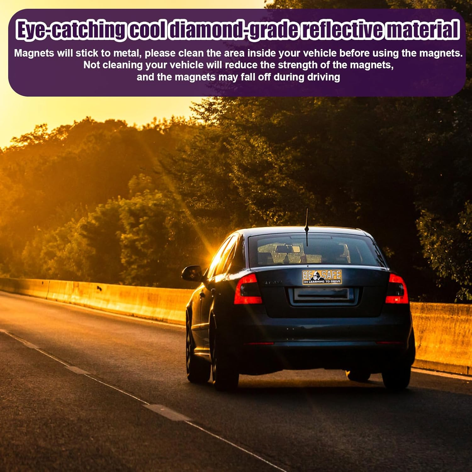 3Pcs Student Driver Magnet for Car, New Driver Magnet Be Safe Please Understand Do Not Honk Funny Novice Driver Sign Waterproof Anti-Fading image number 2