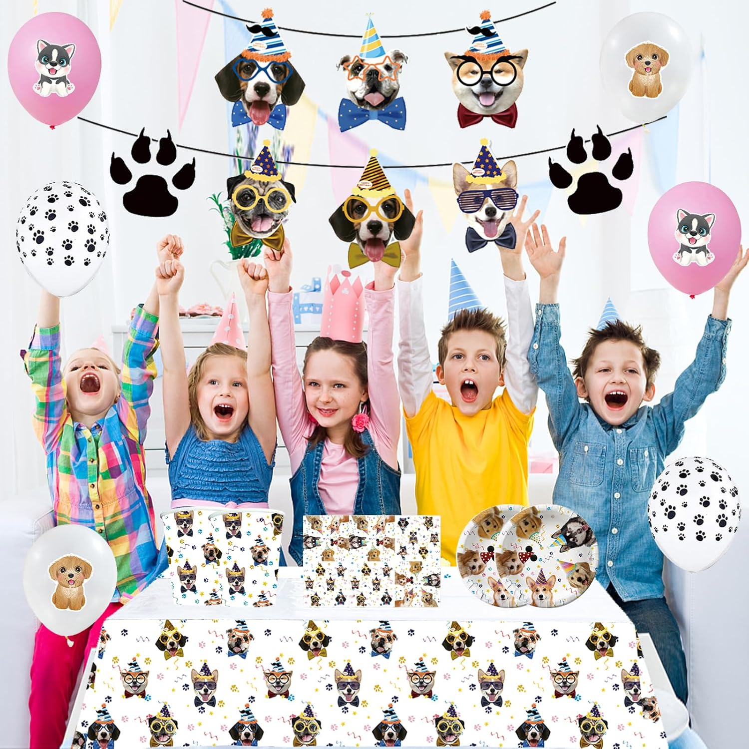 Birthday Party Decoration Pet Dog Balloons Decoration Pet Dog Garland Birthday Dog Party Tableware Children'S Birthday Dog Birthday Tableware Puppy Party Decoration Birthday Tablecloth image number 5