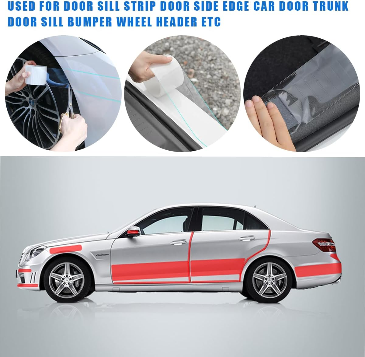 Ziciner Car Door Sill Protector Strip, Transparent Invisible Door Edge Guard, Anti-Collision Auto Door Entry Protection Film, Universal Fit for Most Vehicle Front Rear Bumper (2.8 in X 33 Ft) image number 2