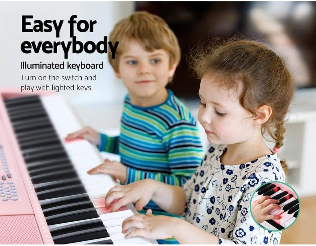 ALPHA 61 Keys Electronic Piano Keyboard Portable Digital Keyboard with Audio Input, Microphone Input, Headphont Output, 255 Tones Rhythms LED Electric Holder Music Stand Adaptor Power (Pink 97) image number 3