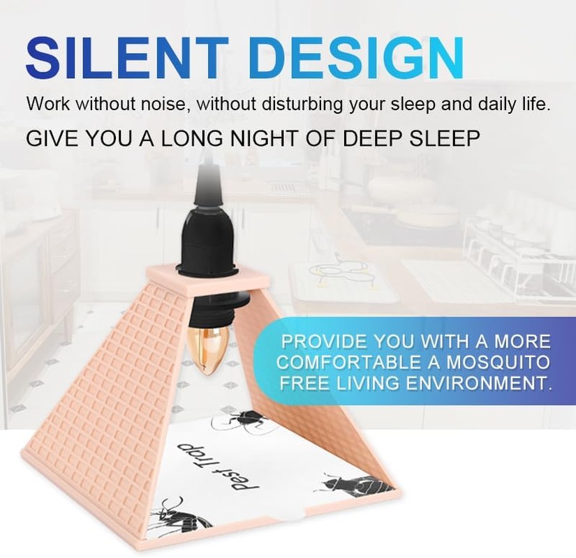 2PCS Indoor Plug-In Insect Trap, Multi-Functional Night Light, Indoor Mosquito and Fly Trap, Suitable for Bedrooms, Living Rooms, Dormitories, Etc. (Pyramid-Shaped) image number 6