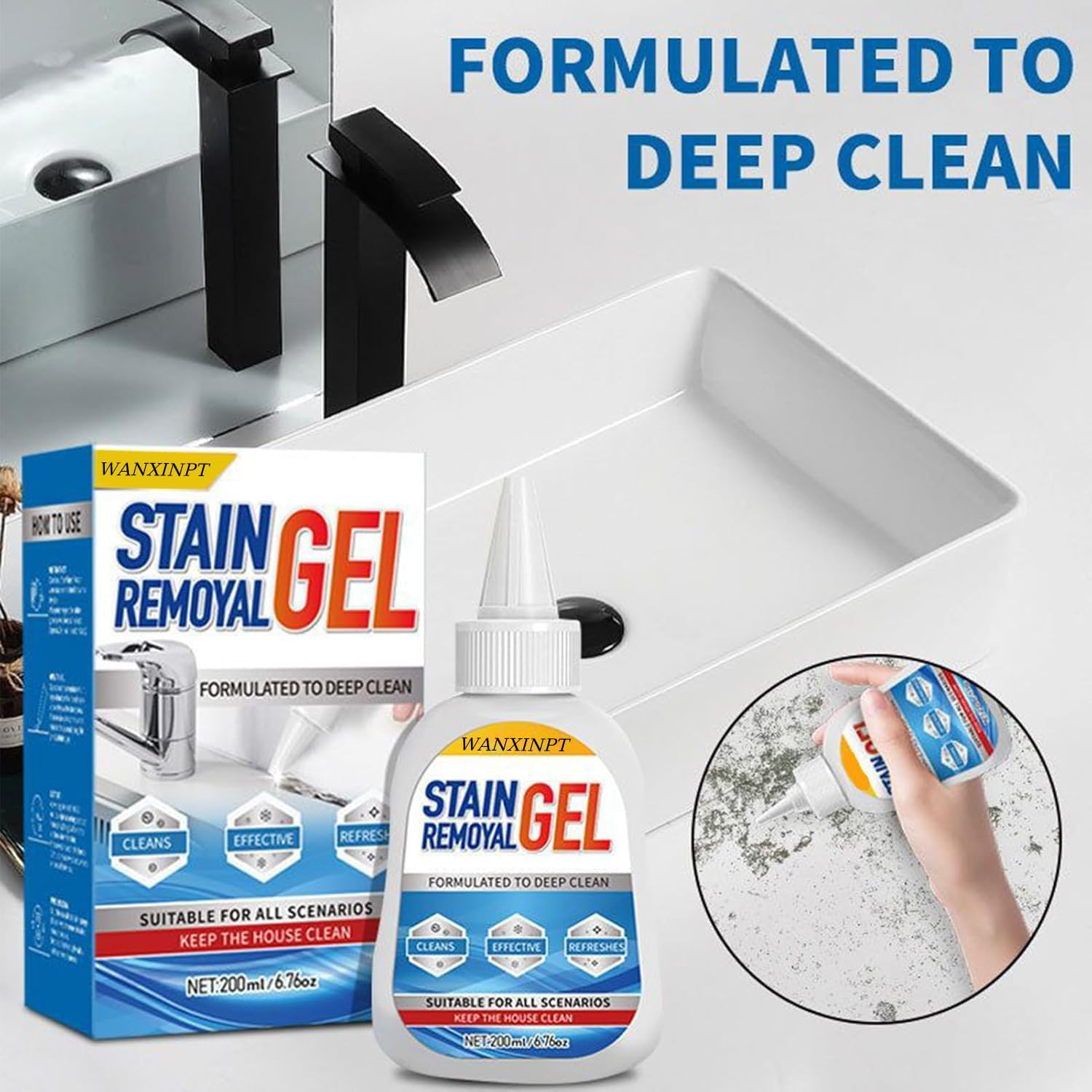 Mold Stain Remover Gel Cleaner Heavy Duty Stain Cleaner for Front Loader Washing Machine Seal, Bathroom Grout, Shower, Caulk - Front Load Washer Cleaning Solution - 6.76 Fl Oz(200Ml) image number 1