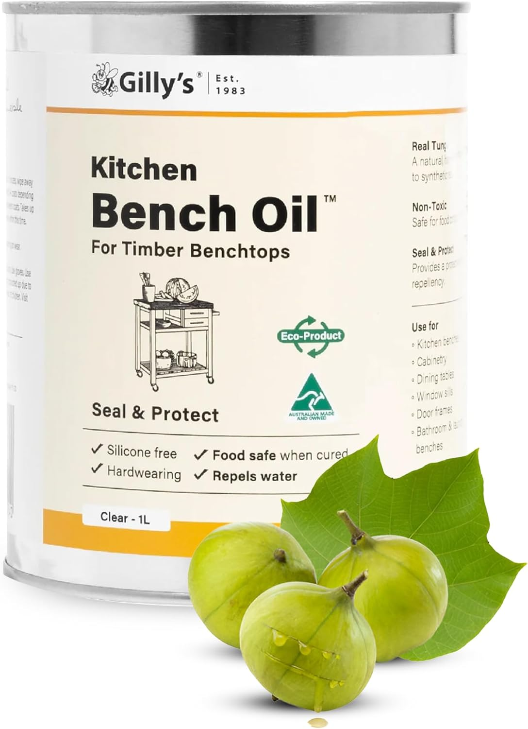 Gilly'S Kitchen Bench Oil 250Ml | Tung Oil-Based Natural Timber Sealer for Benchtops, Tables, Cabinets, and More | Water Repellent, Easy Maintenance, No Silicone or Synthetic Resins image number 4