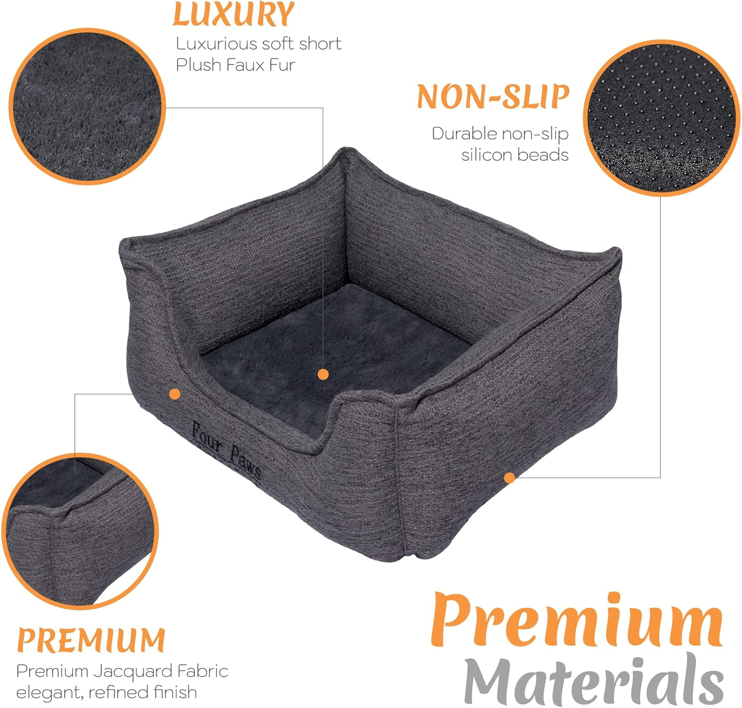 Small Dog Bed - Certipur-Us&reg; Certified Memory Foam, Plush Faux Fur and Jacquard Fabric with Anti-Slip Bottom, Easy-To-Clean Removable Cover image number 6