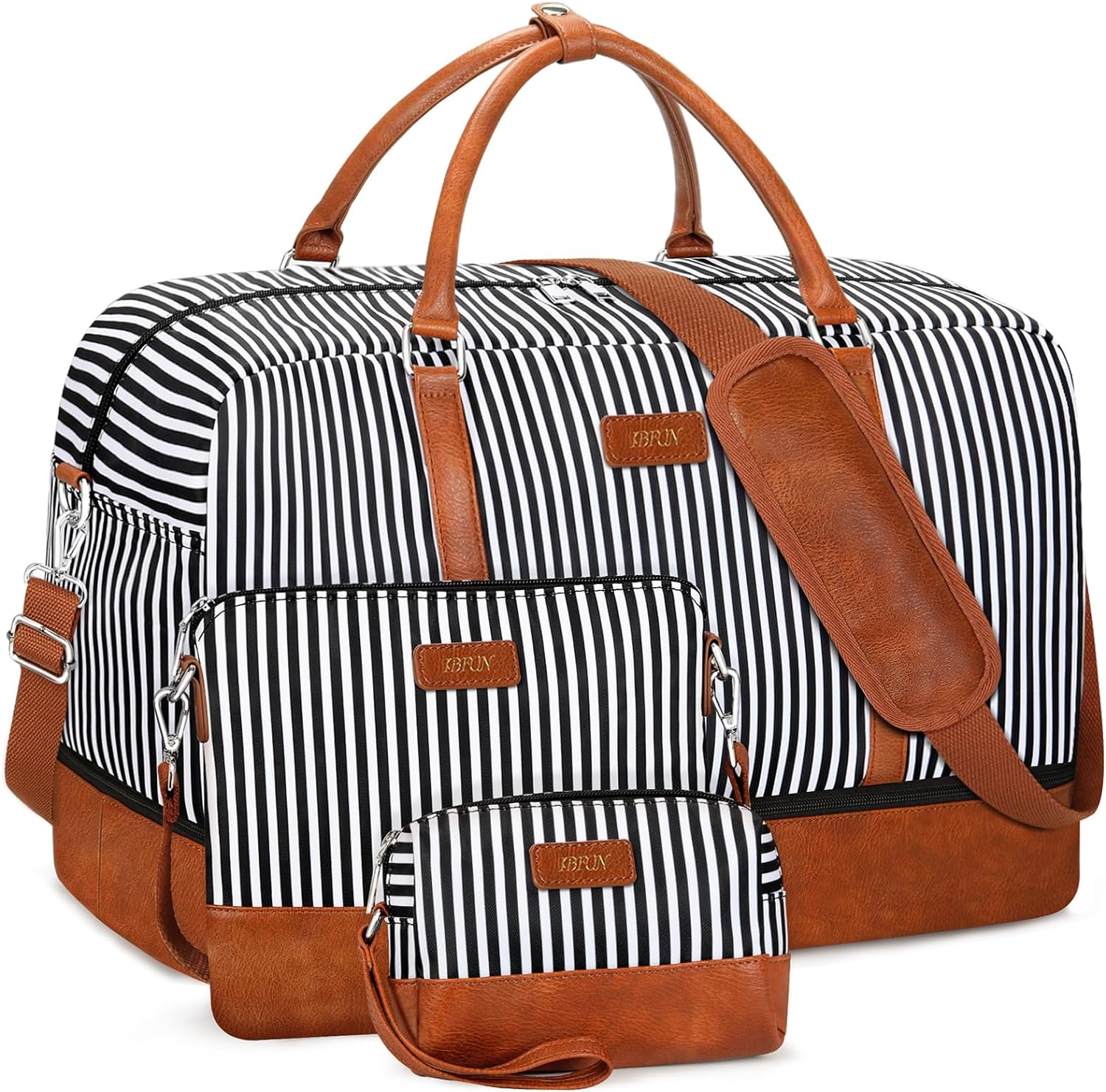 Weekender Bag for Women, 21" Womens Overnight Bag Travel Duffel Bag Set with Shoe Compartment Carry on Bag Fit 21.5" Laptop, Perfect for Travel/Business/Gift