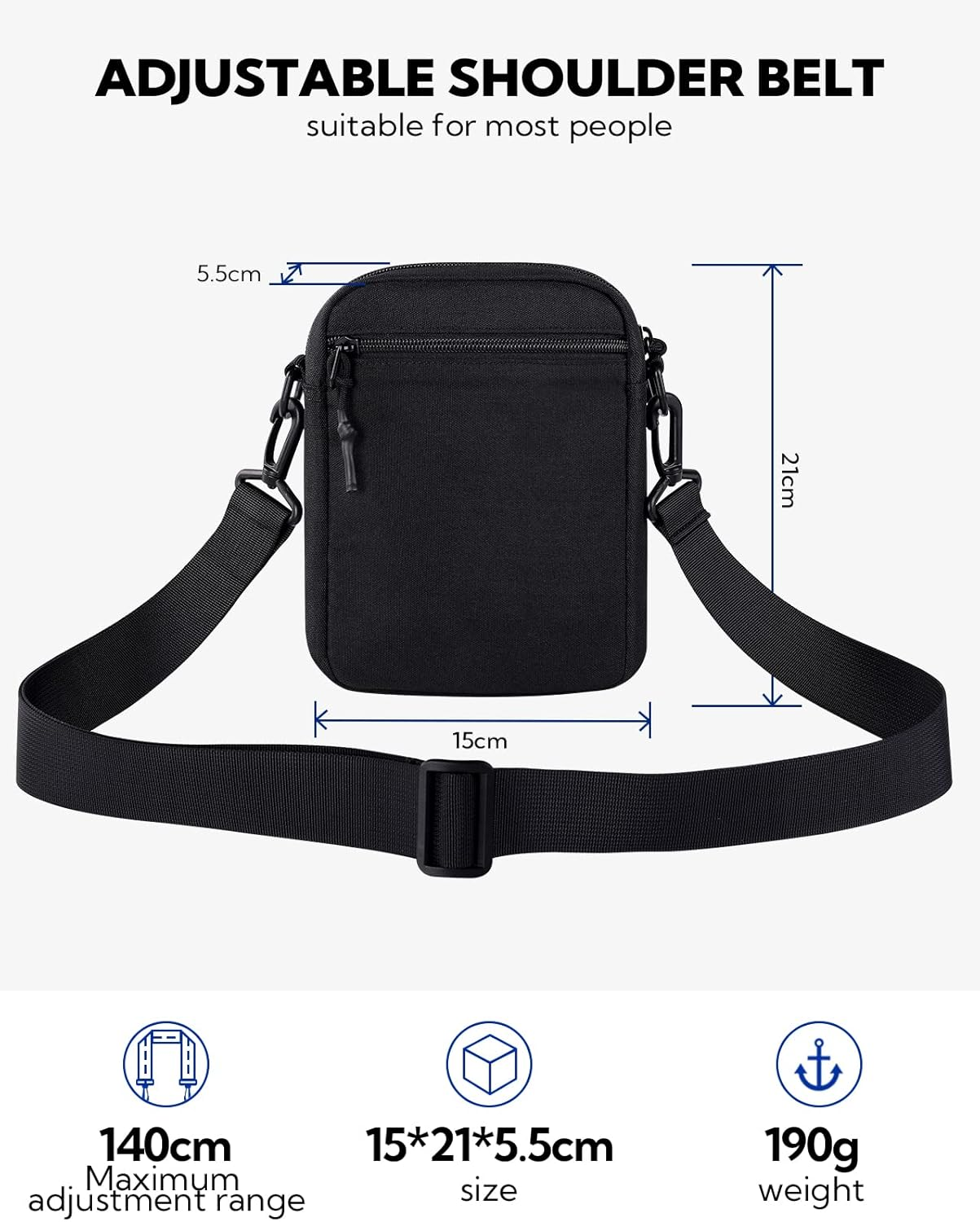 WATERFLY Shoulder Messenger Sling Bag: Crossbody Mobile Phone Case for Men and Women, Chest Bag for Hanging Small Mobile Phone image number 3