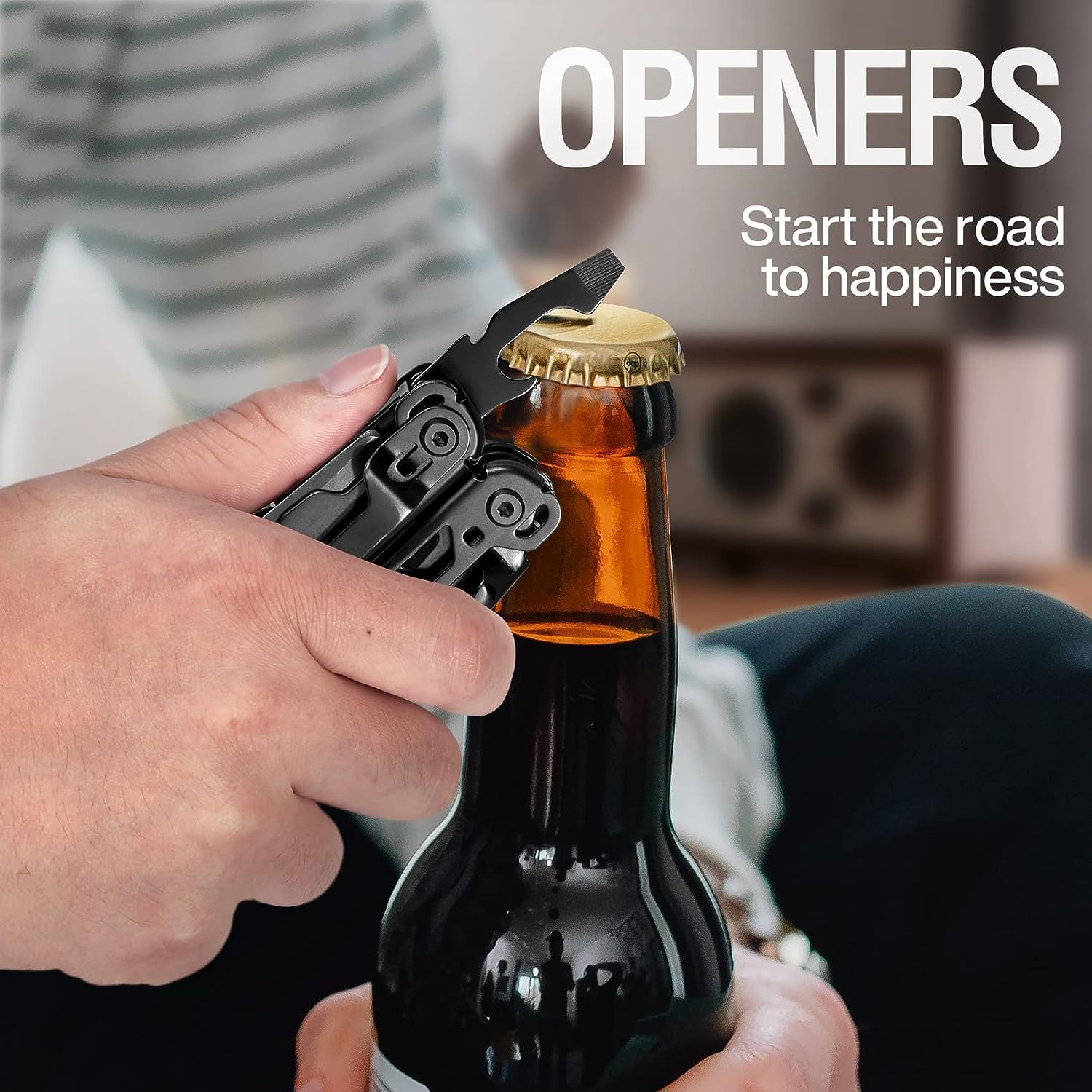 MIAOKE Multitool 23-In-1 Leatherman & Gerber Style, Premium Gift Box, Screwdrivers, Bottle Opener, Camping Knife & Pliers - Black Knight, Essential for Men image number 6